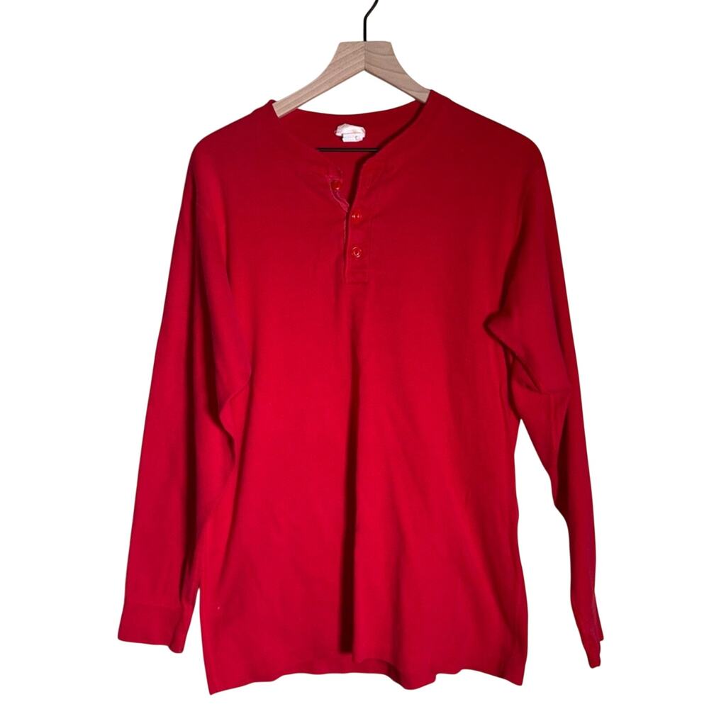 VINTAGE L.L. BEAN ribbed gorpcore cabin core red outdoor coastal Henley L